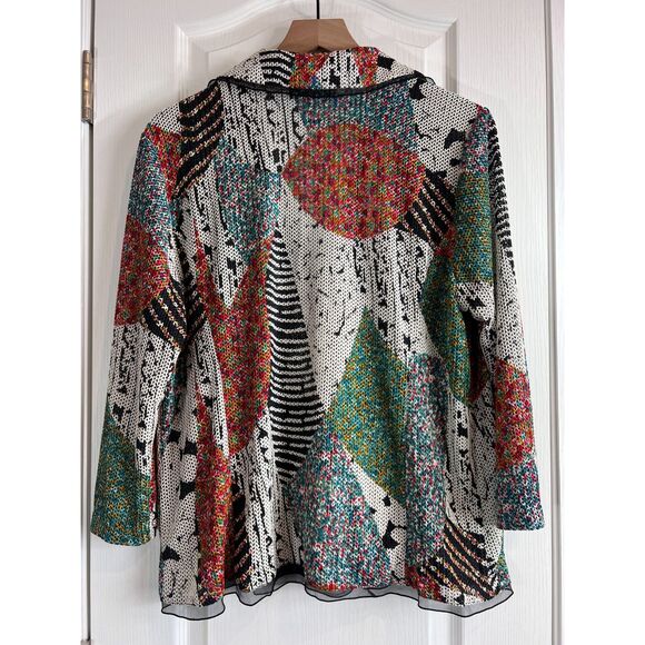 T&W Designs Women's Colorful Multicolor Two Button Blazer Jacket Size L - Picture 2 of 11